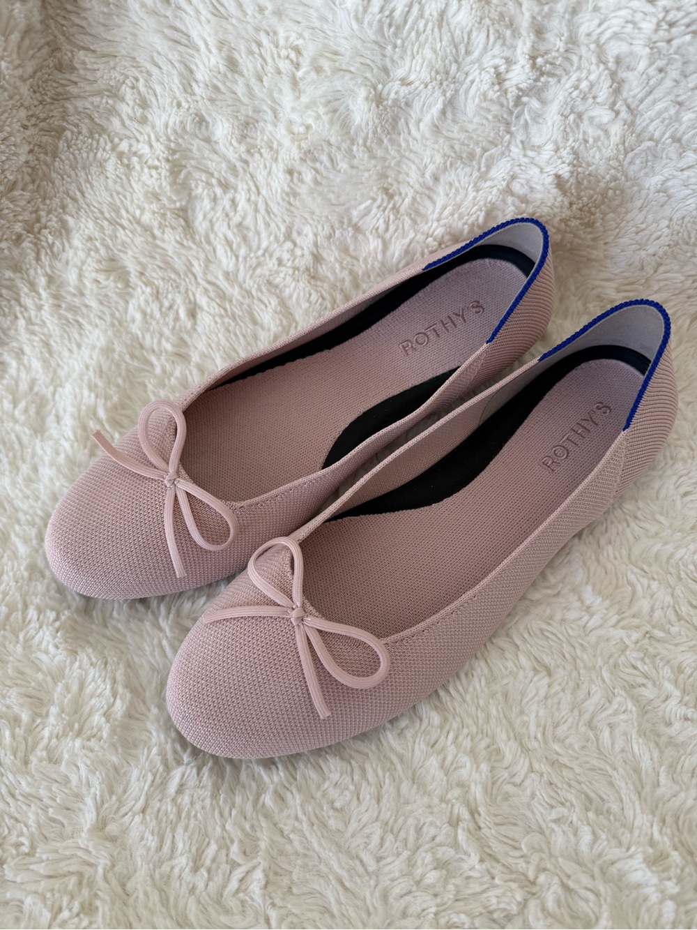 Rothy's Knit Ballet Ballerina Flats in Light Pink with Bow 10.5 🎀🩰